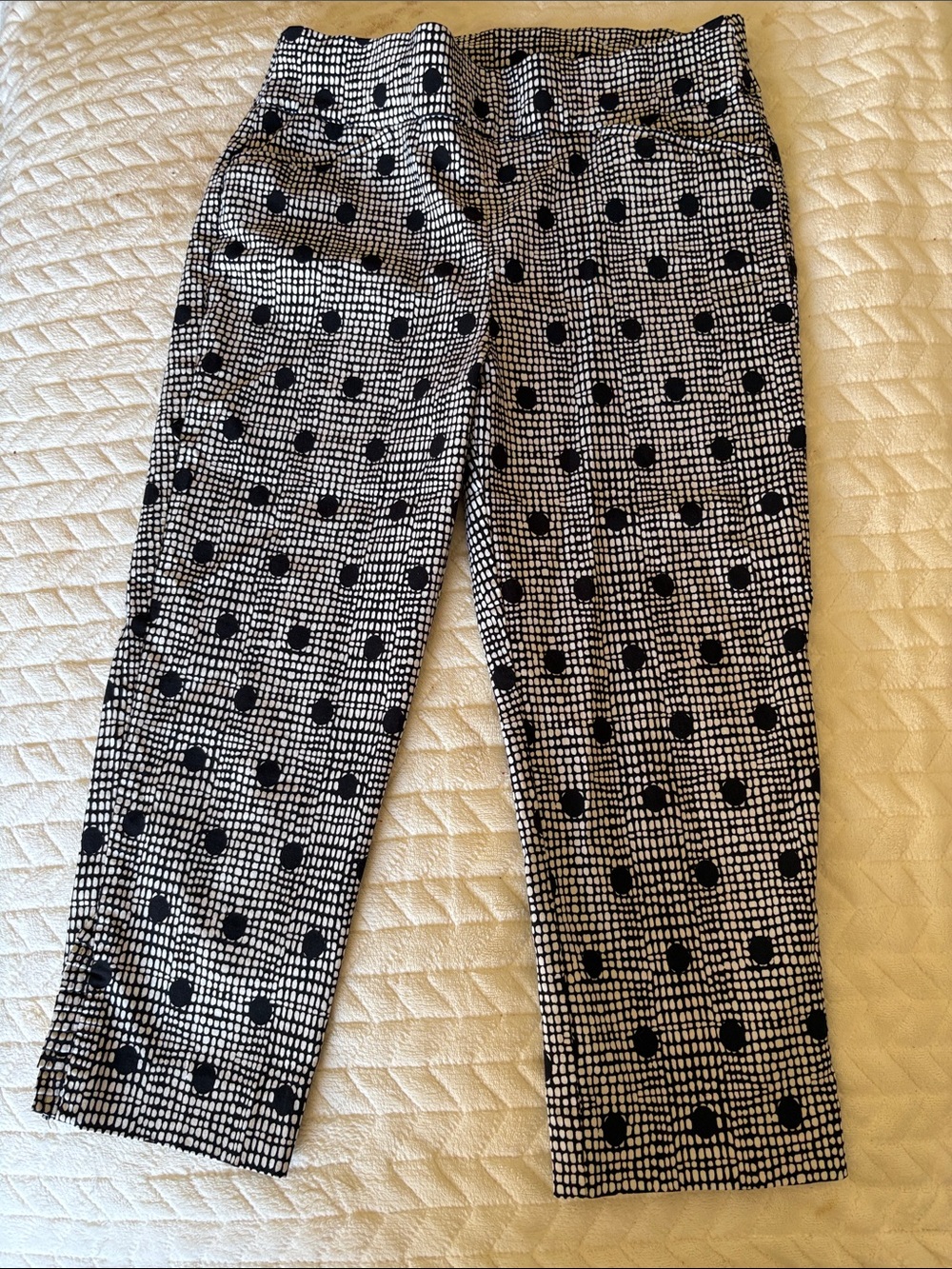 Chico's Black & White Grid with Polka Dot Capris